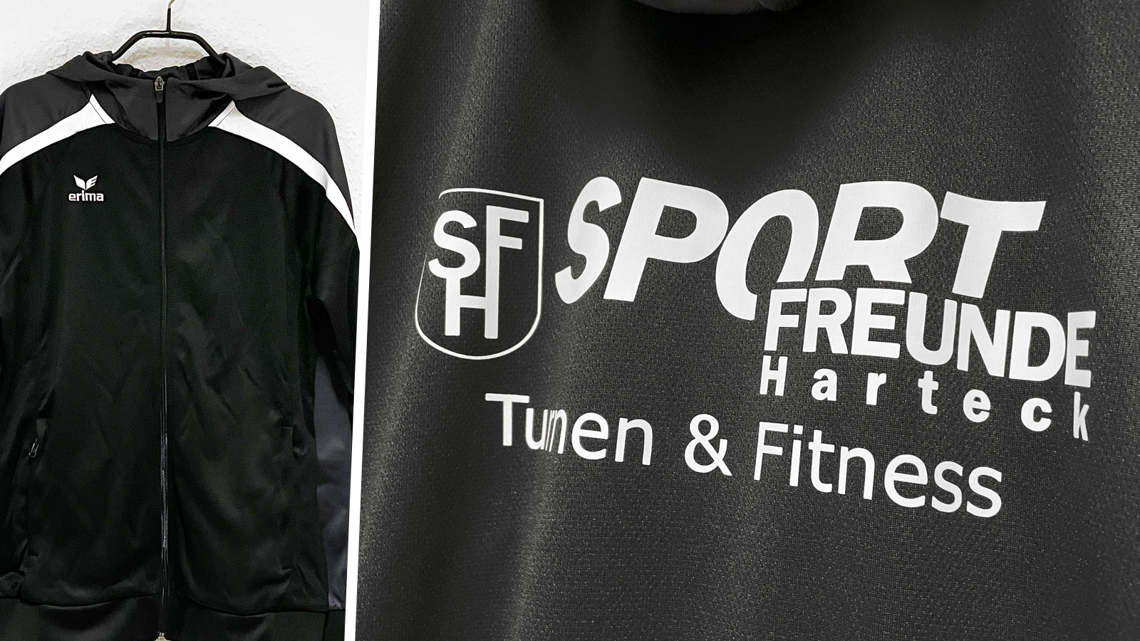 Erima Kapuzenjacken mit Logo Bedruckung der Sportfreunde auf dem Rücken