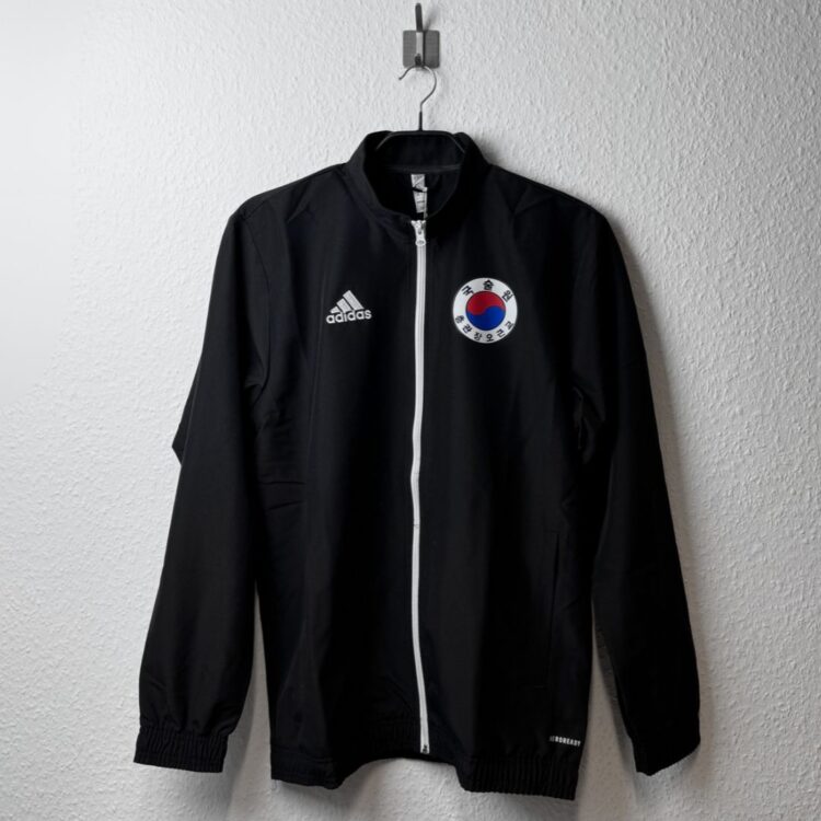 schwarze adidas Jacke Kuk Sool Won mit Logo Druck