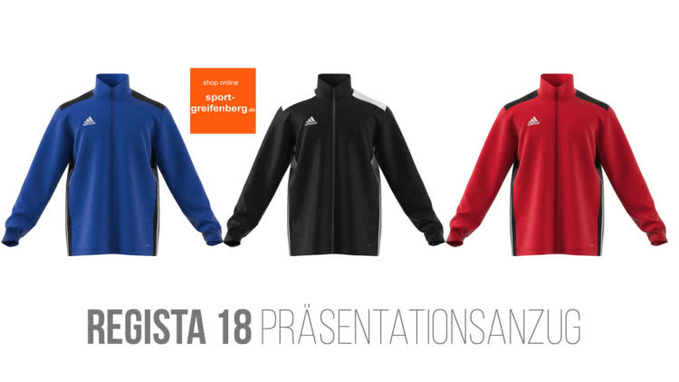 Der adidas Regista 18 Präsentationsanzug mit Präsentationsjacke und Präsentationshose