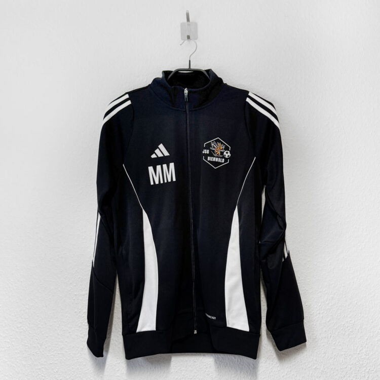 schwarze adidas Trainingsjacken mit Logo Druck in Farbe