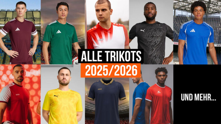 alle Trikots 2025/2026 von adidas, nike, puma, jako und erima