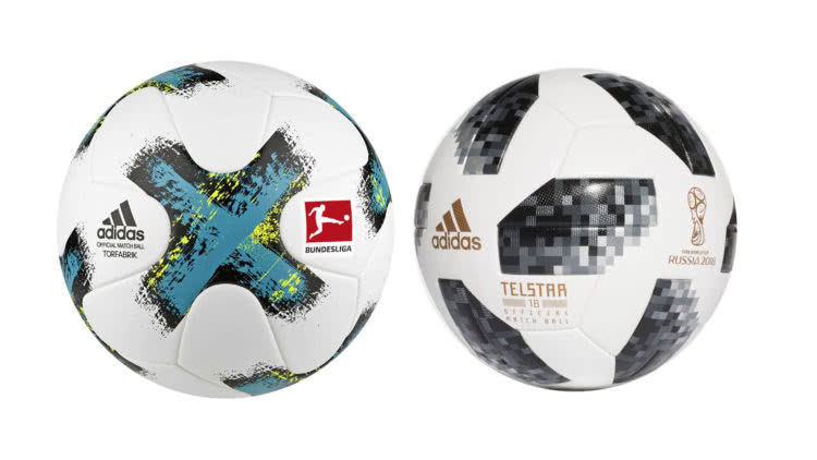 Der Bundesliga Ball und WM Ball im Vergleich