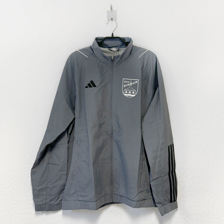 graue adidas Jacke mit Vereinslogo Druck in weiß