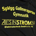 Die Gymnastik T-Shirts mit Druck vom Vereinsnamen und Werbung